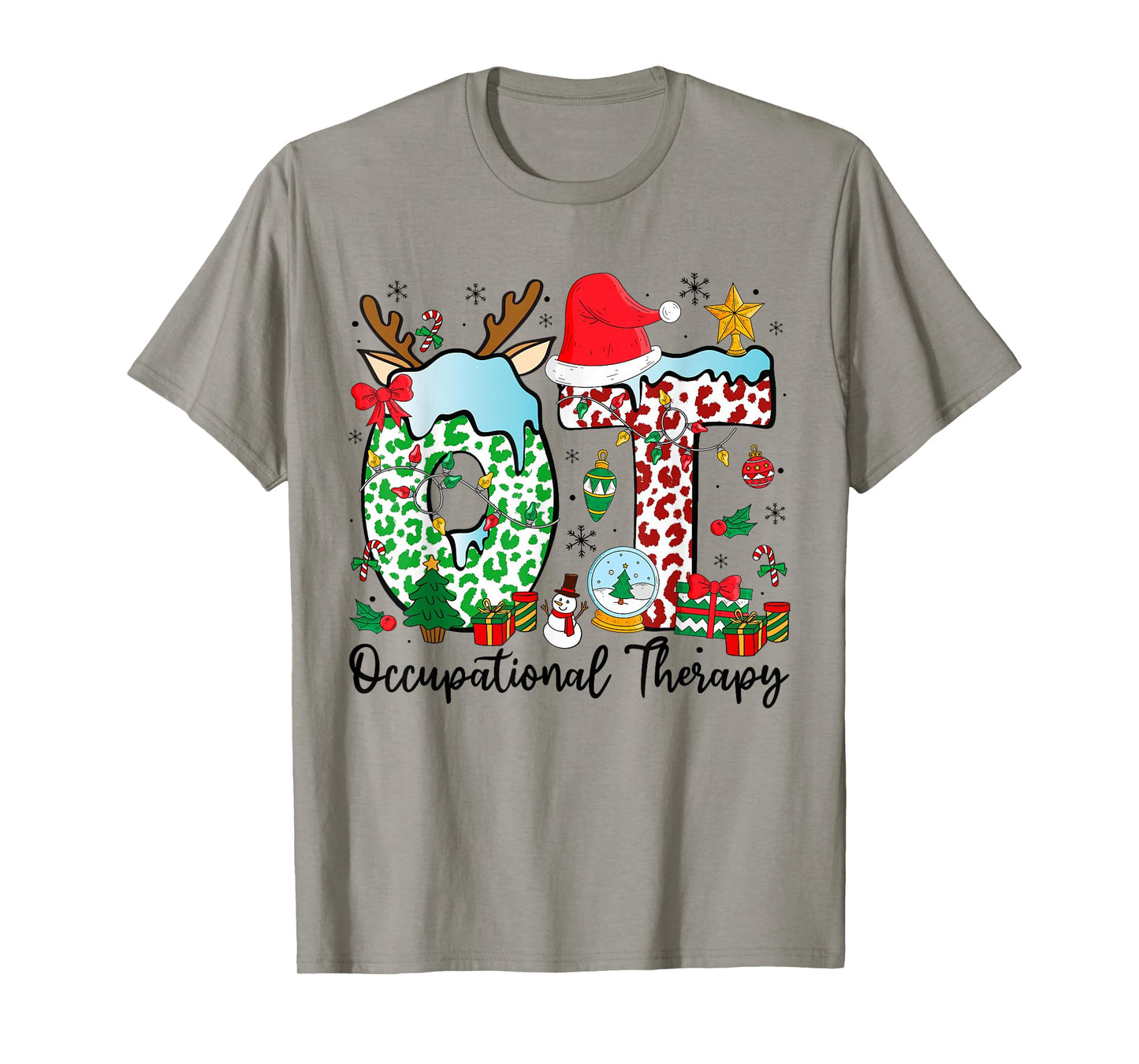 Occupational Therapy Christmas Lights Santa Hat OT Therapist T-Shirt