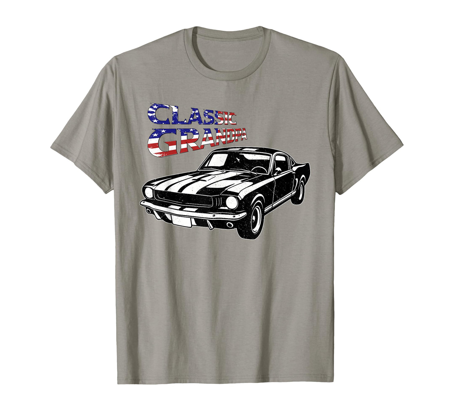 Car Classic Grandpa US Flag Funny Mens Grandfather Dad T-Shirt