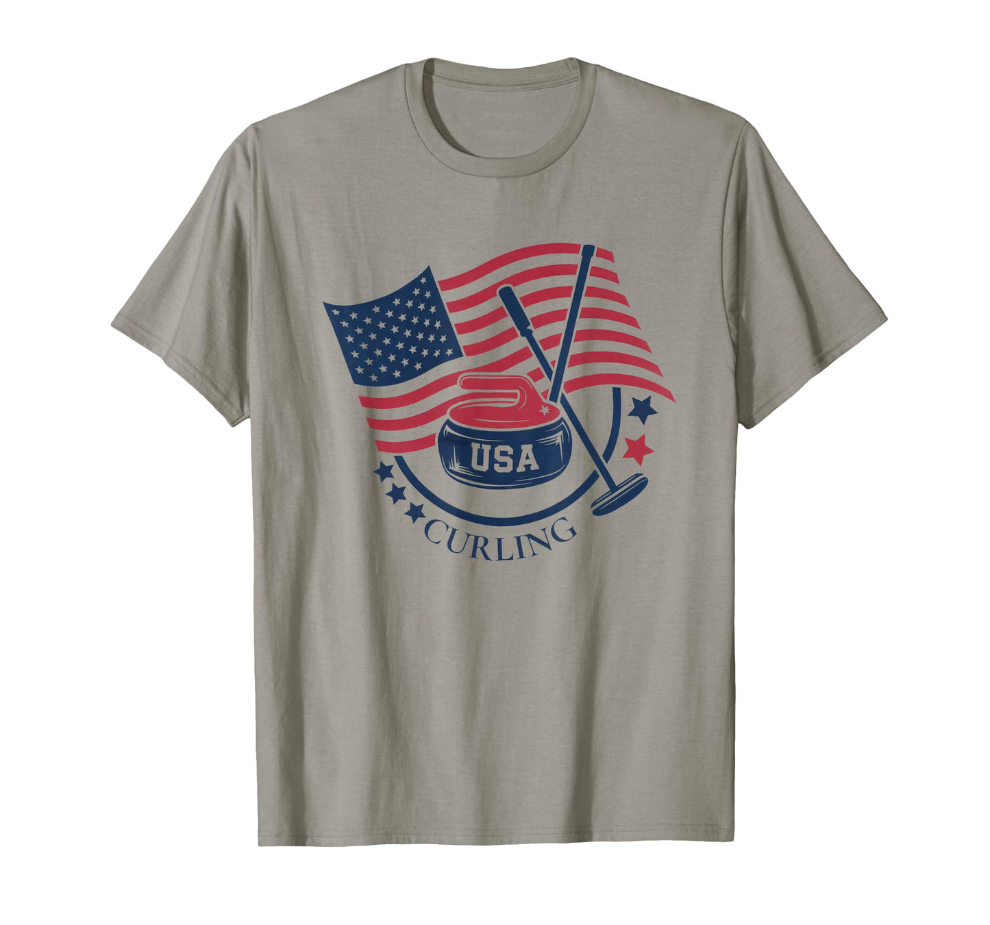 Curling Stone USA American Flag Curler Broom Sports Gear T-Shirt