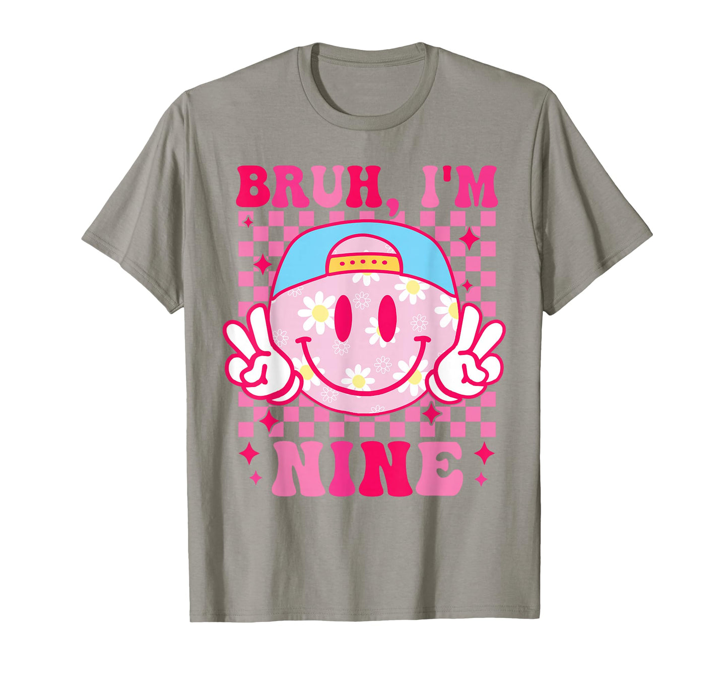 Bruh I'm Nine 9 9th Birthday Girls Groovy 9 Years Old T-Shirt