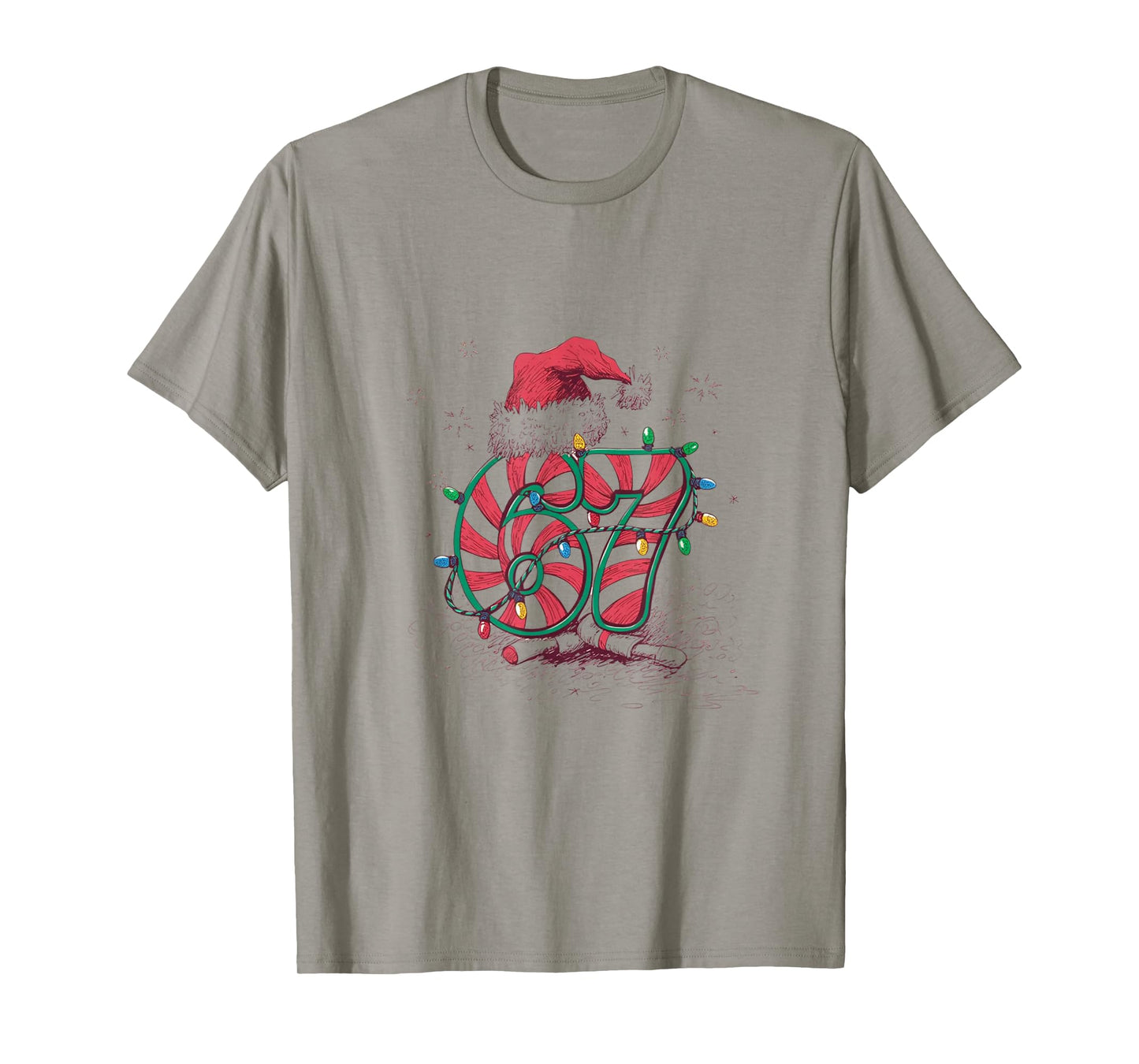 67 Six Seven Novelty Christmas Santa Hat Family Matching T-Shirt