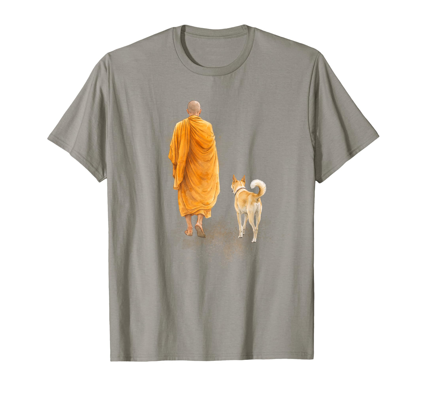 Peace Walking Monk & Dog Minimalist Zen Art T-Shirt