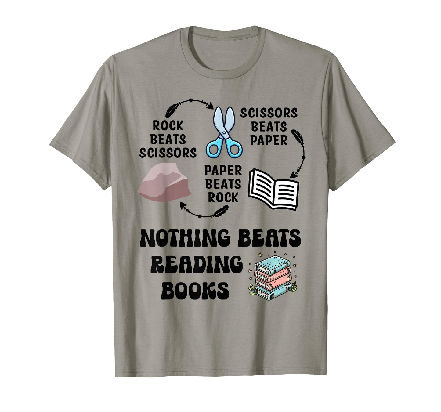 Nothing Beats Reading Rock Paper Scissors Reader Book Lover T-Shirt