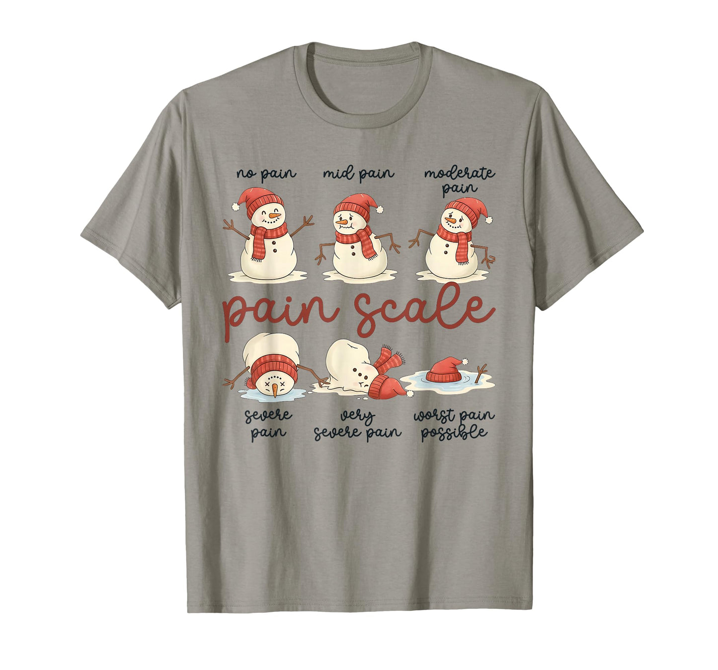 Pain Scale Snowman Funny Nurse Christmas Holiday T-Shirt