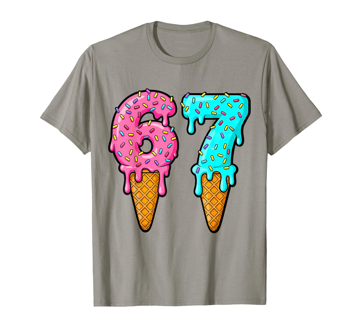 Six Seven Ice Cream Drip Gen Alpha Slang 6 7 Trending Meme T-Shirt