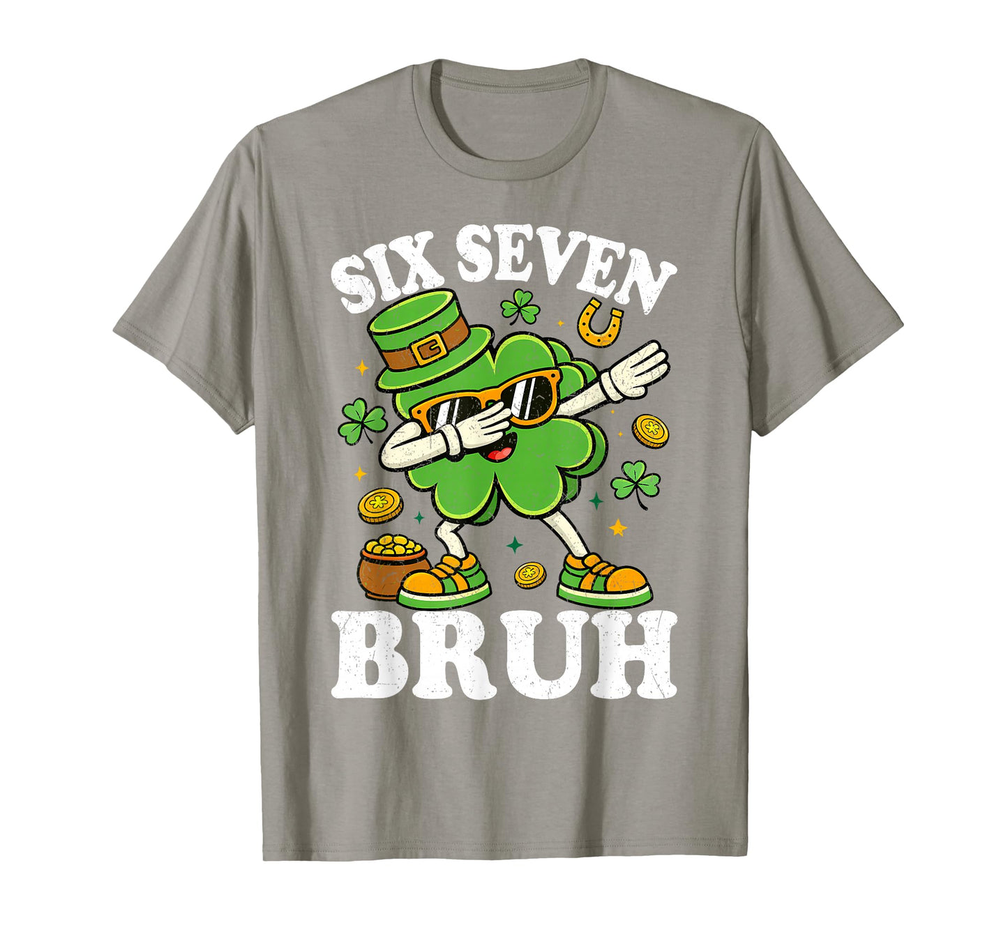 Six Seven Bruh Meme 67 St Patricks Day Dabbing Shamrock Kids T-Shirt