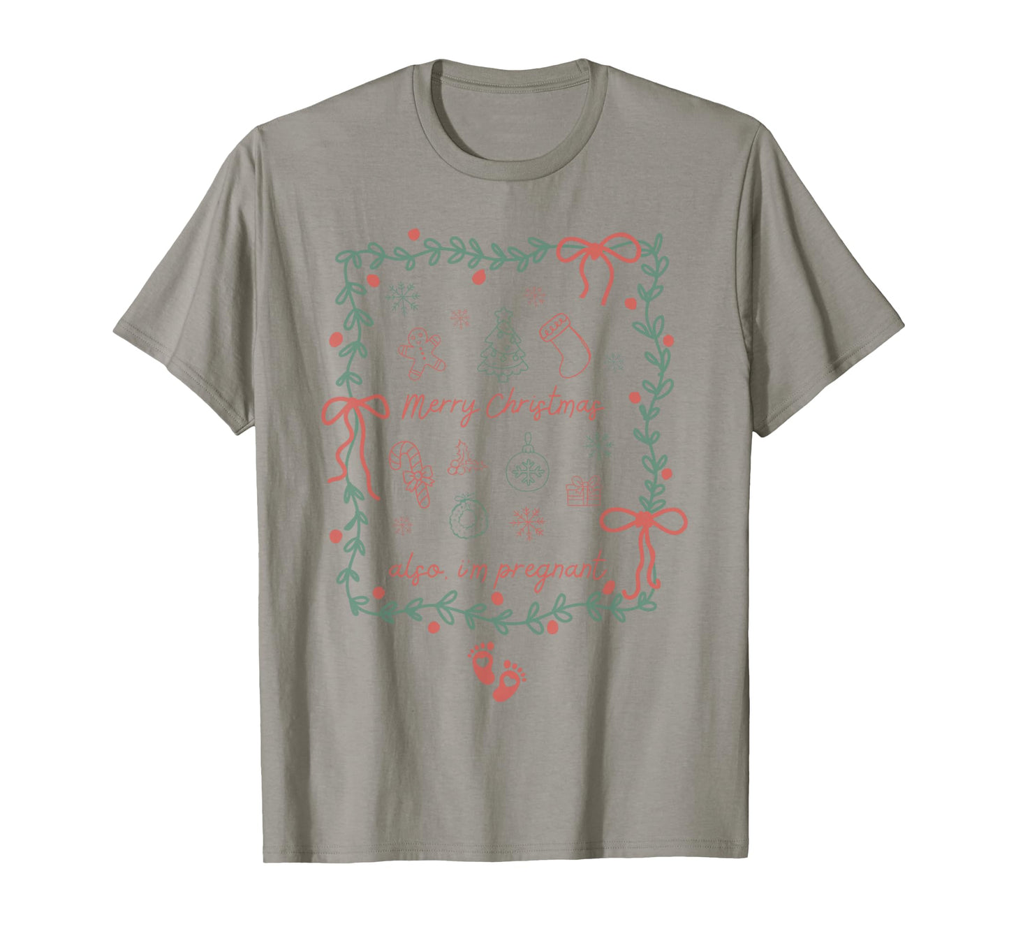 Preppy Vintage Coquette Merry Christmas Also I'm Pregnant T-Shirt