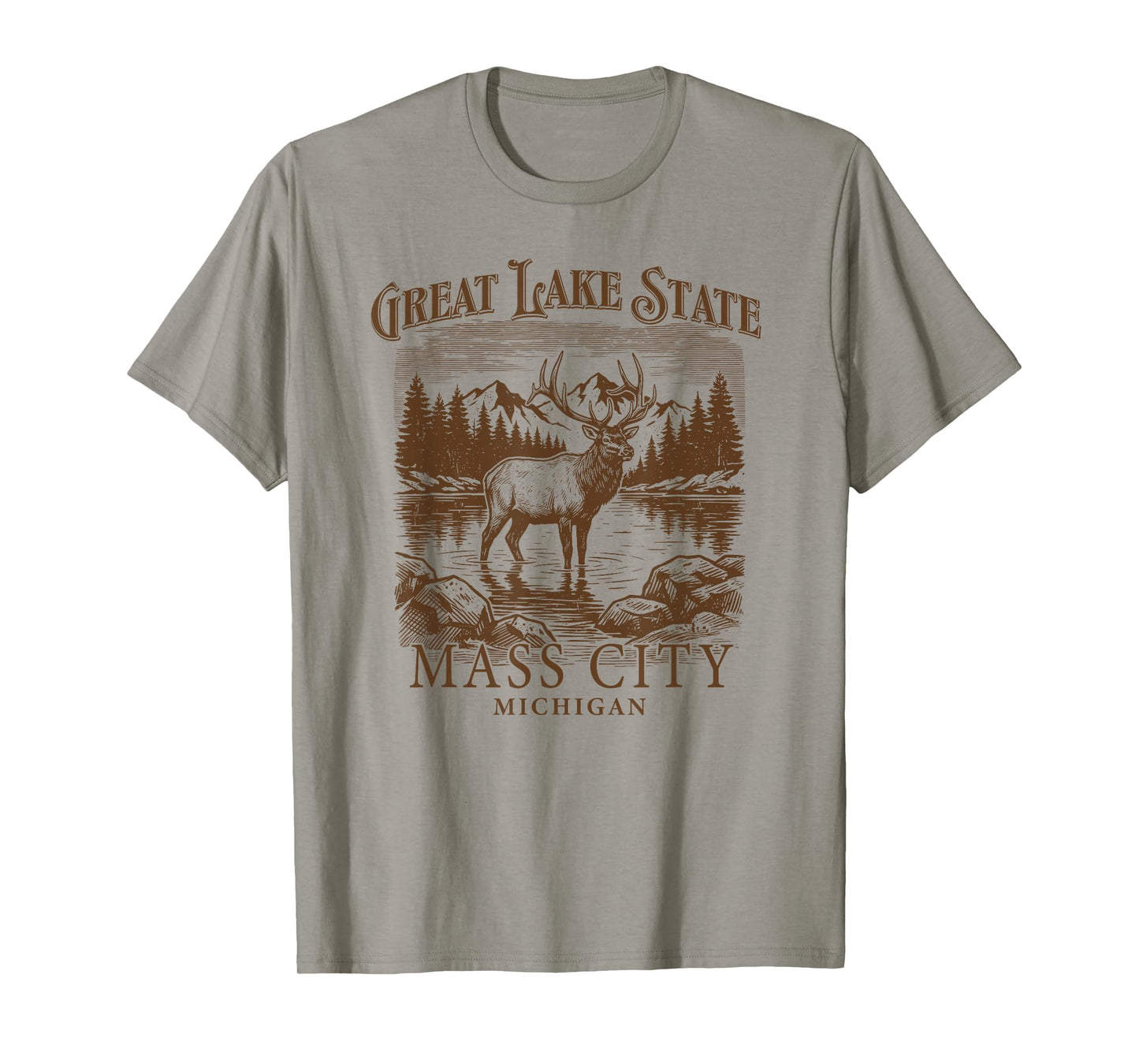 Mass City Michigan Great Lakes State Moose Deer T-Shirt