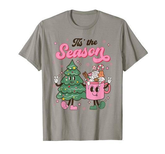 Vintage Christmas Tis The Season Christmas Tree Coffee Latte T-Shirt