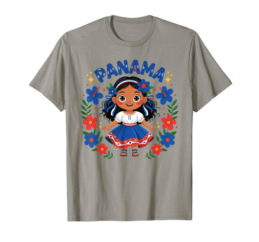 Panama Panamanian Girl Traditional Dress Flowers T-Shirt