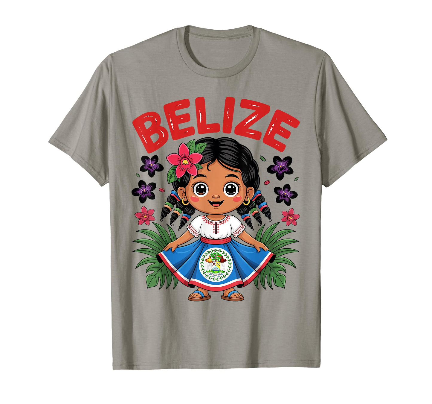 Cute Belize Girl in Traditional Dress Art for Kids T-Shirt