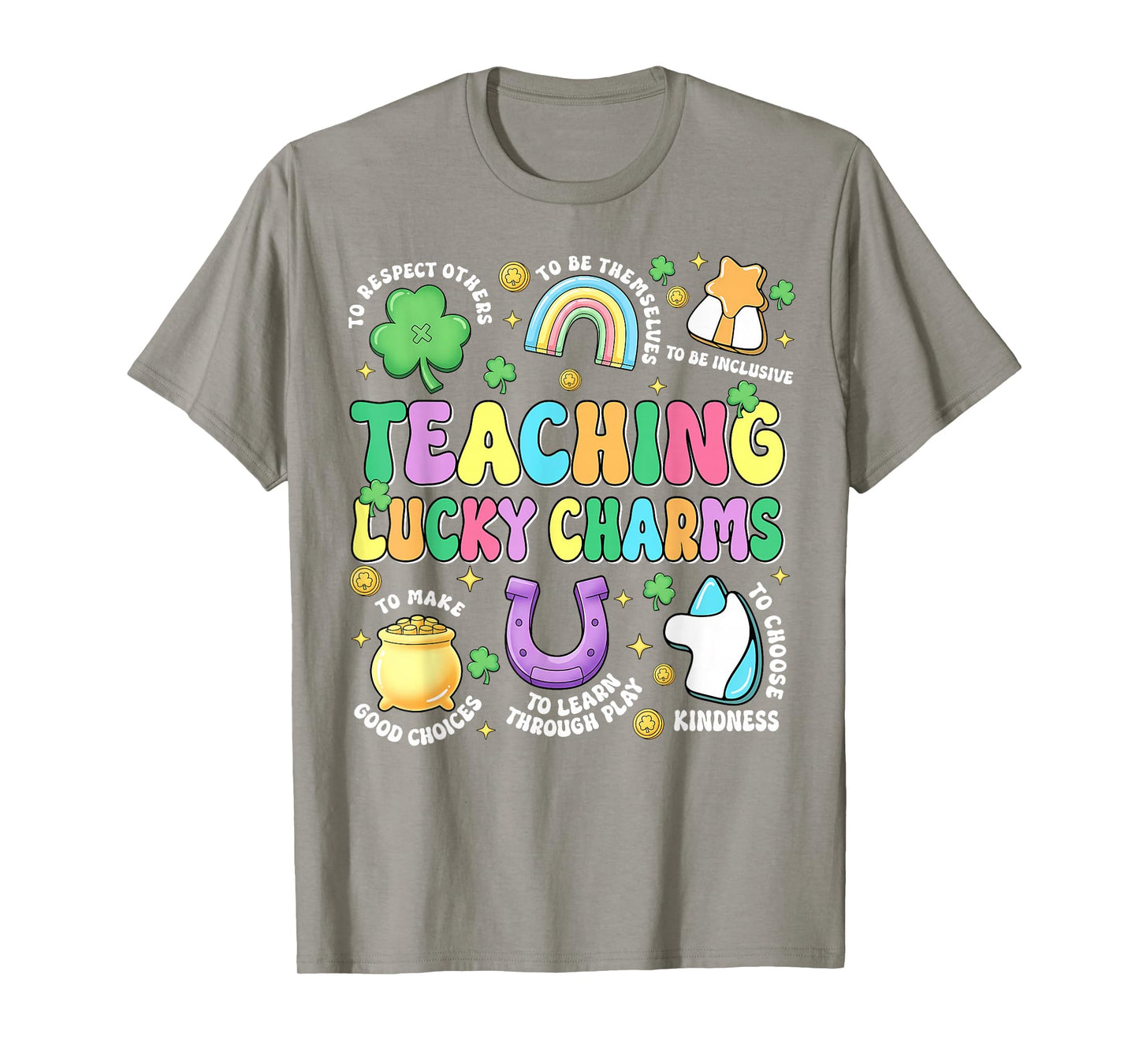 Funny Teaching Lucky Charms Teacher Groovy St Patricks Day T-Shirt