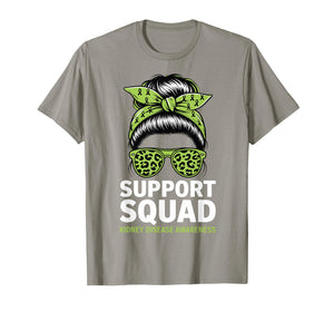 Kidney Disease Awareness Messy Bun Support Squad T-Shirt
