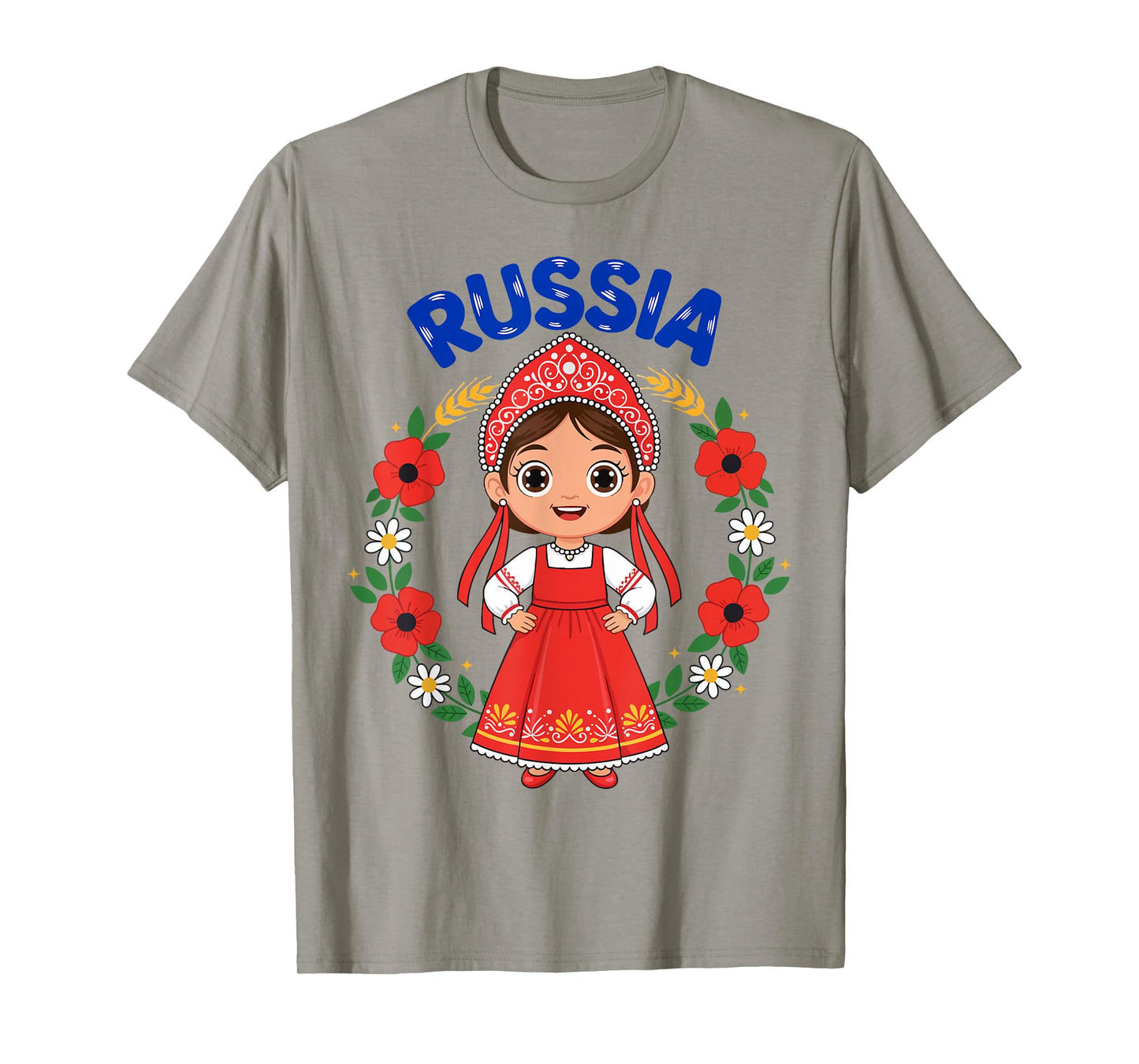 Russia Russian Girl Traditional Dress Heritage Flowers T-Shirt