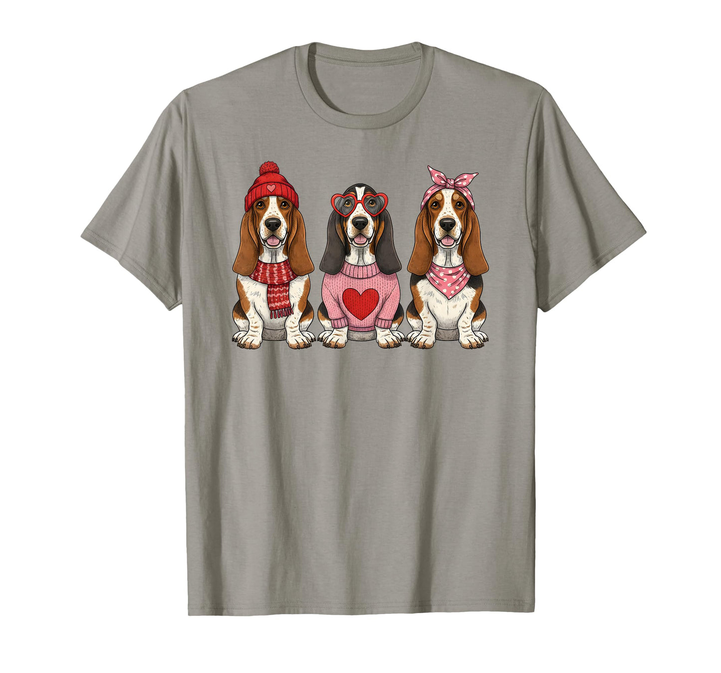 Cute Basset Hound Valentine Dog T-Shirt