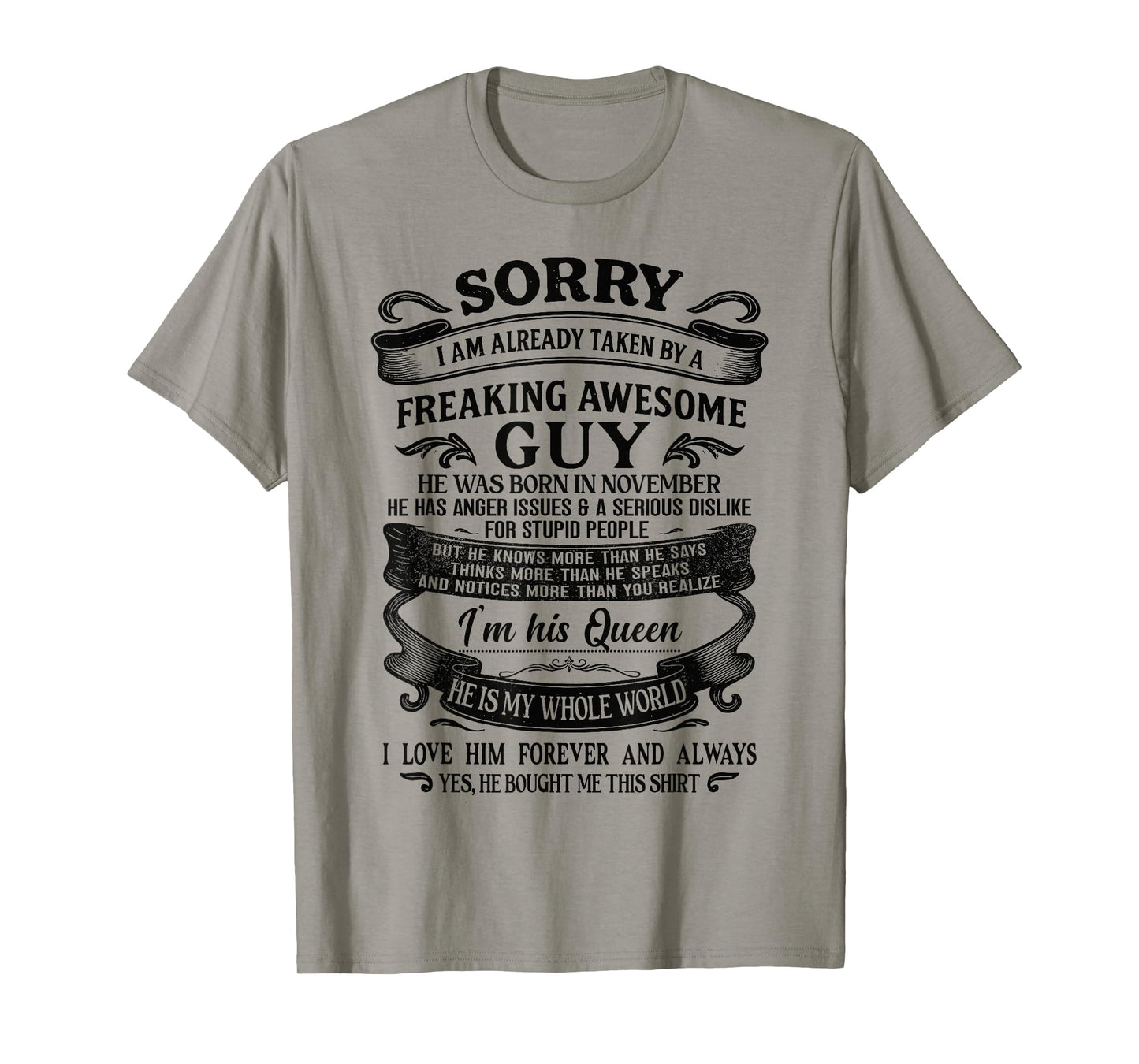 I Am Already Taken by Freaking Awesome Guy Born in November T-Shirt