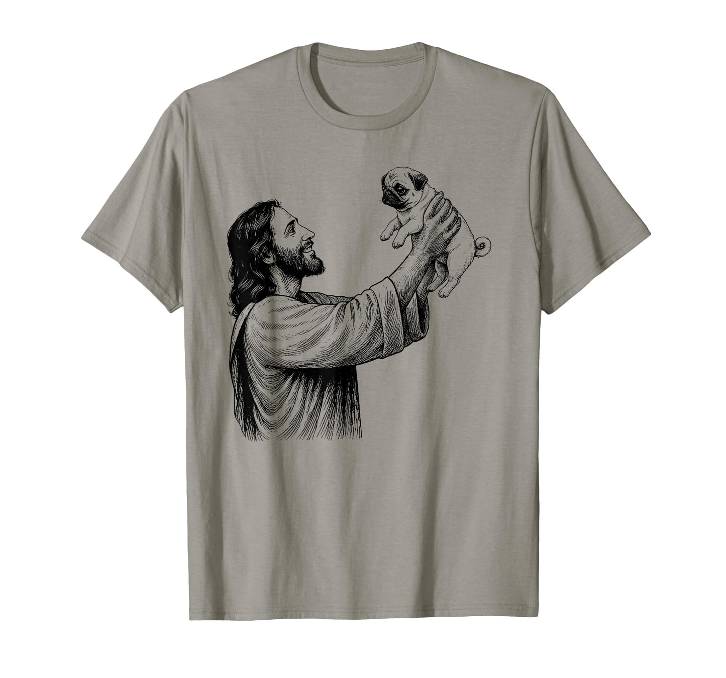 Jesus Holding Pug Religious Dog Lover T-Shirt