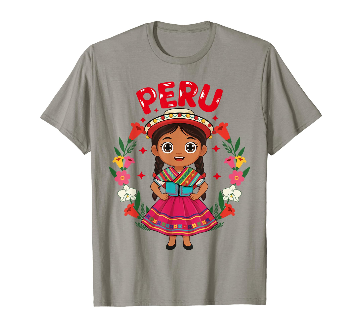 Peru Peruvian Girl Traditional Dress Flowers Heritage T-Shirt