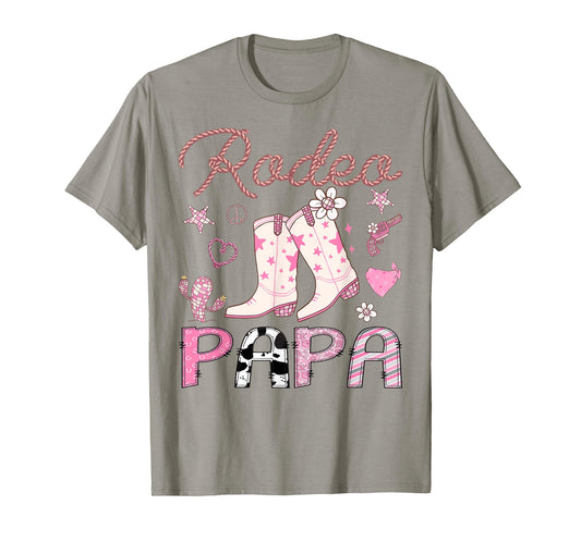 Rodeo Papa Pink Cowgirl Coquette Boots Birthday Girl T-Shirt