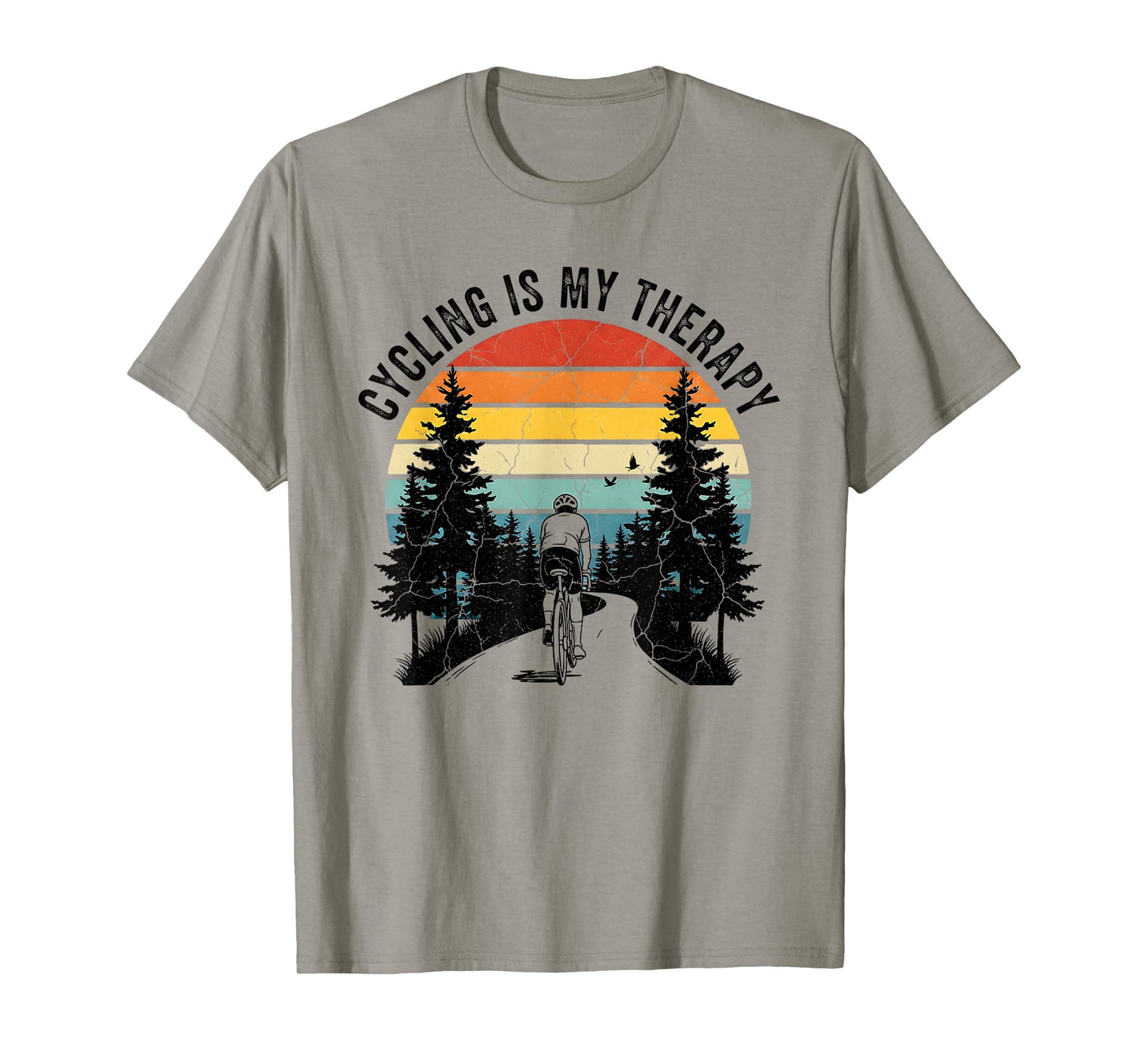 Funny Bike Lover Bicycling Outdoors Cycling is My Therapy T-Shirt