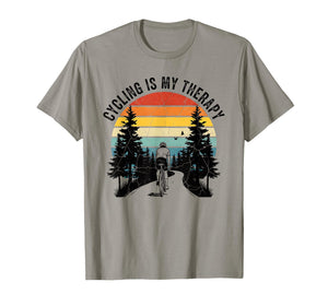 Funny Bike Lover Bicycling Outdoors Cycling is My Therapy T-Shirt
