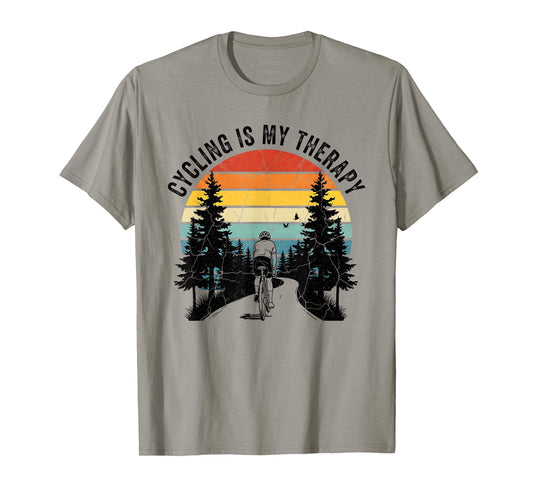 Funny Bike Lover Bicycling Outdoors Cycling is My Therapy T-Shirt