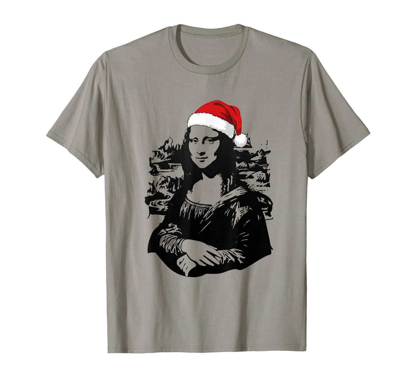 Leonardo Da Vinci Santa Mona Lisa Funny Christmas Street Art T-Shirt