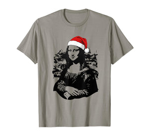 Leonardo Da Vinci Santa Mona Lisa Funny Christmas Street Art T-Shirt