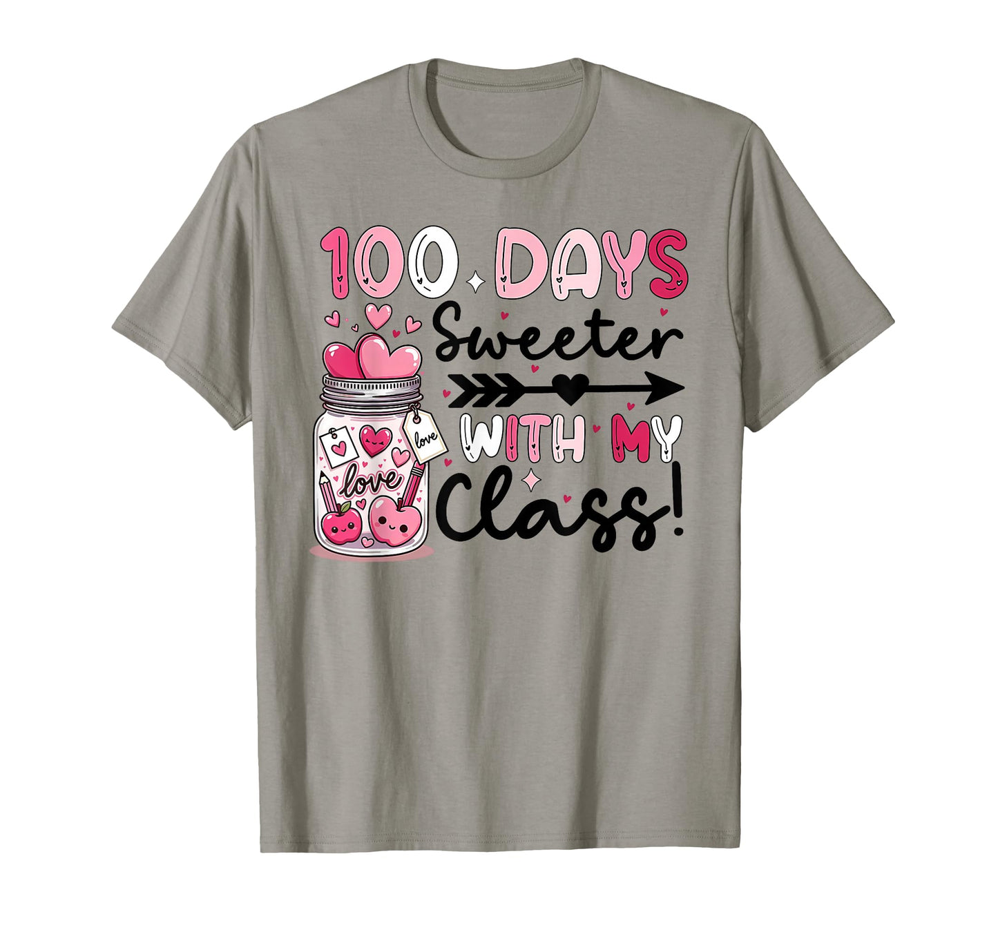 100 Days Sweeter for Teachers Students Girls Women 100th Day T-Shirt