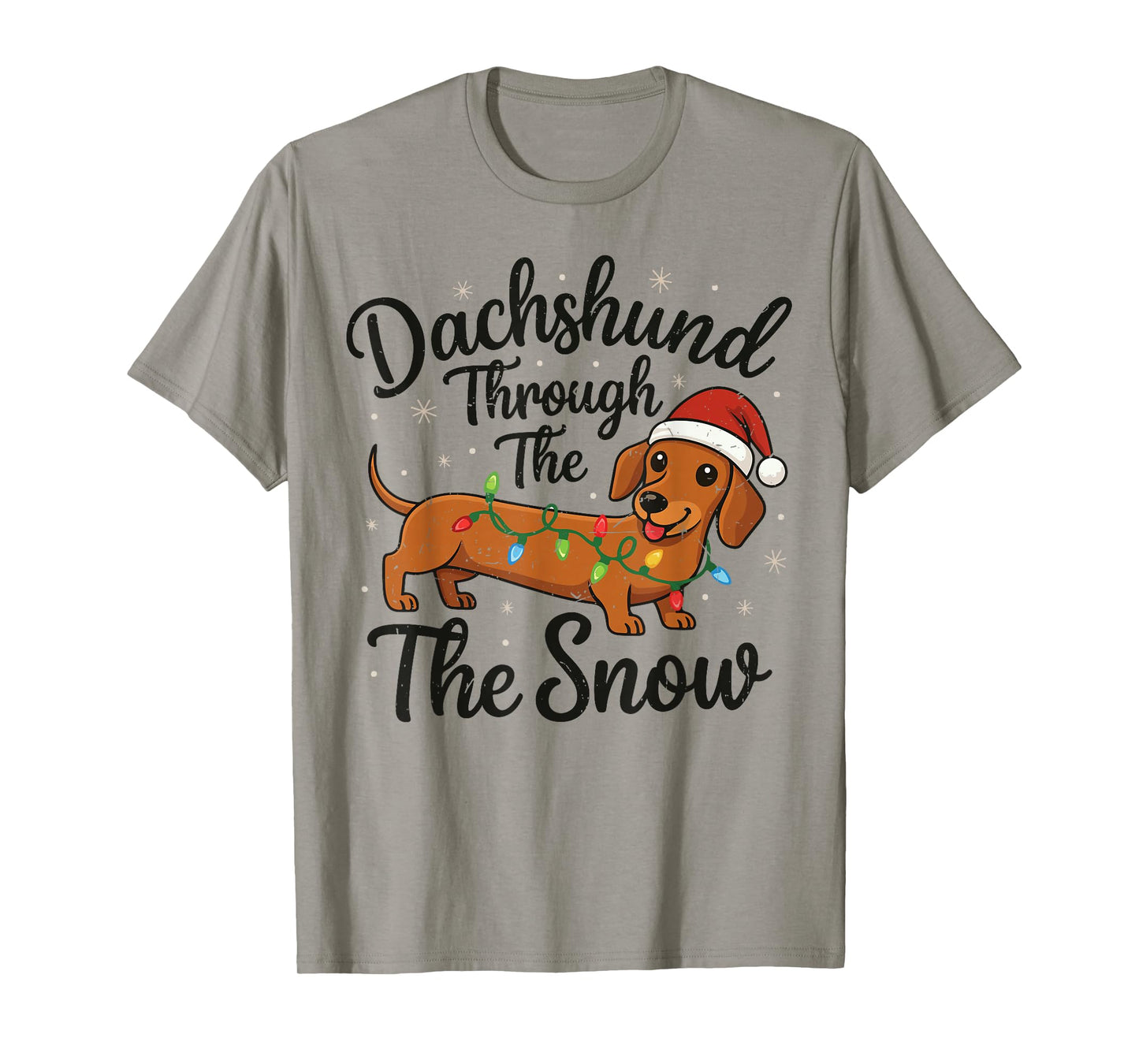 Mini Dachshund Through Snow Christmas Pajamas Pjs Weiner Dog T-Shirt