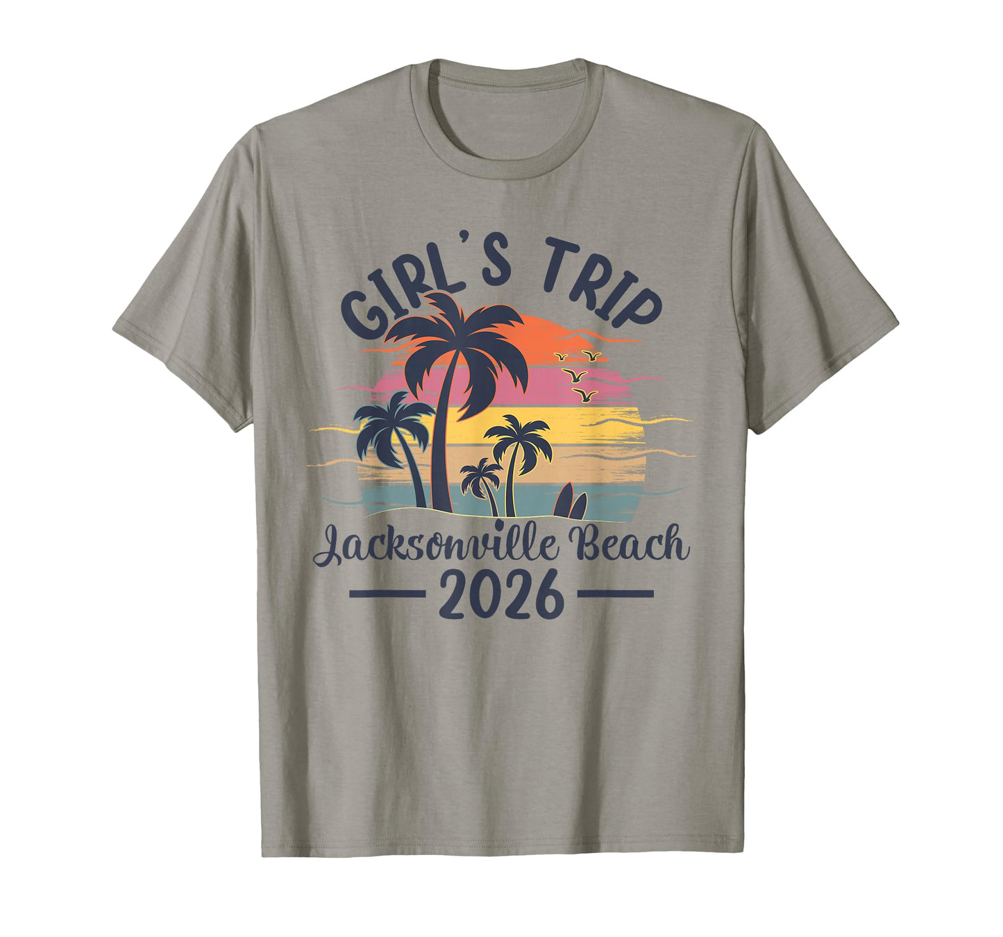 Jacksonville Beach Girls Trip 2026 Vintage Sunset Summer T-Shirt