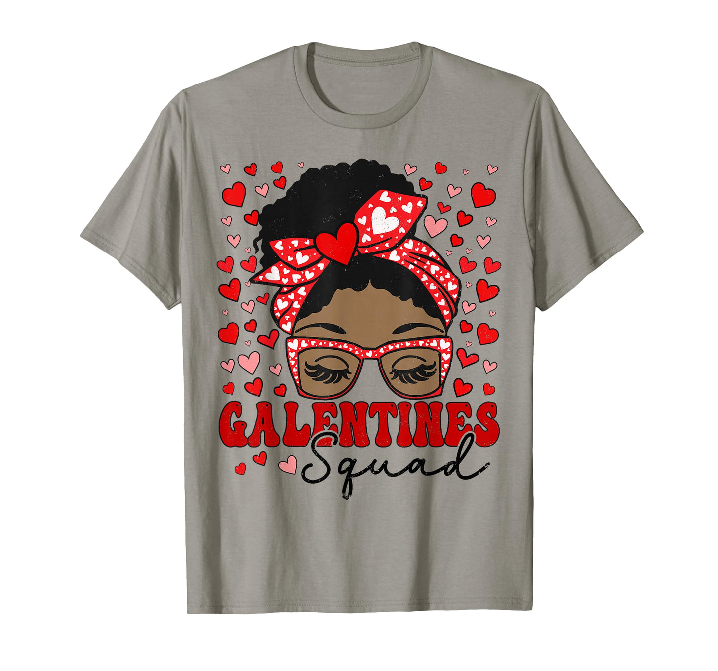 Galentines Squad Messy Bun Afro Galentine's Day Black Women T-Shirt