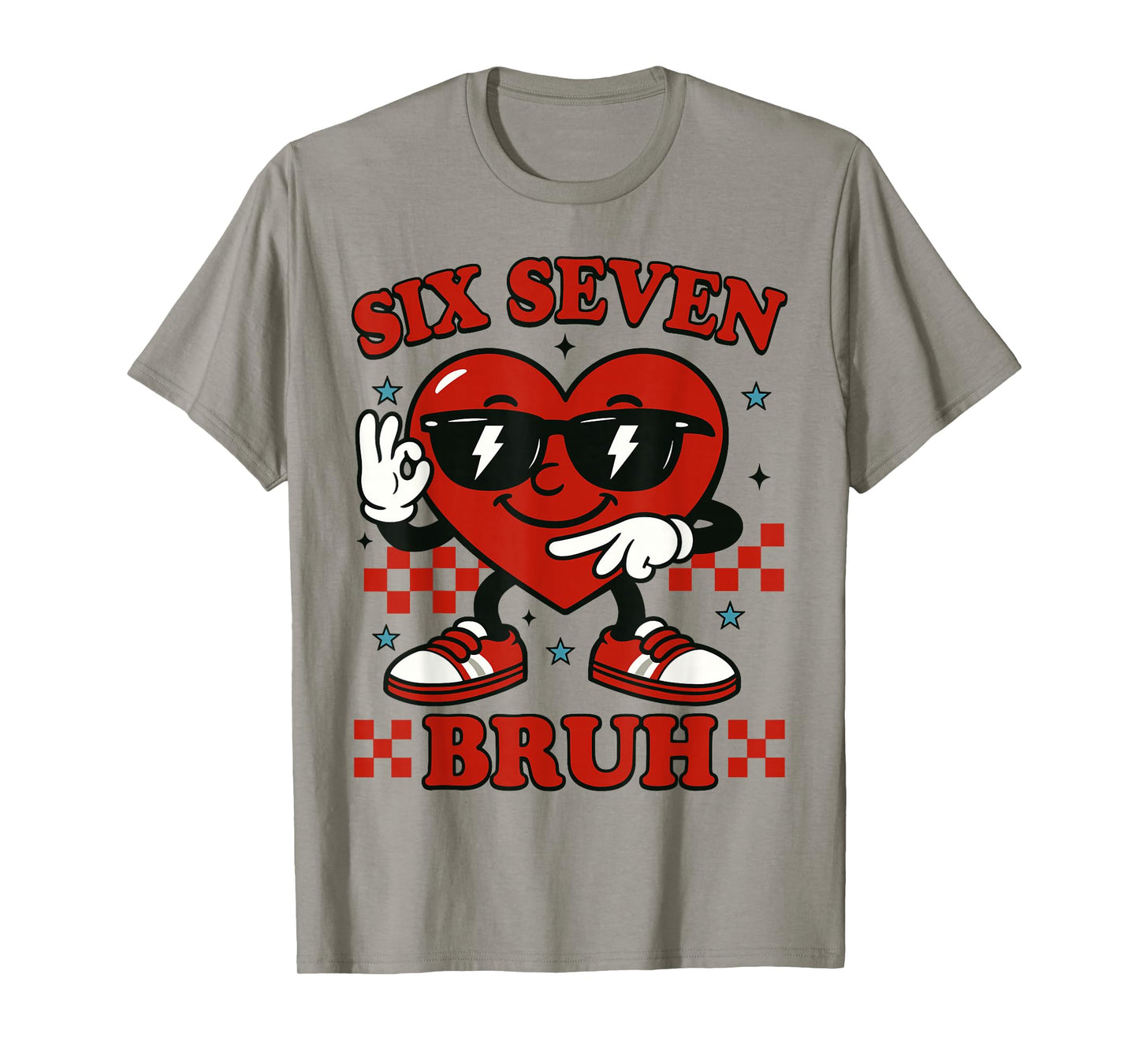 Six Seven Bruh Heart 6 7 Meme Valentine Boy Girl Kids T-Shirt