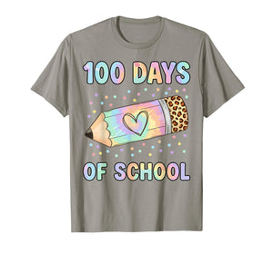 100 Days of School Leopard Tie Dye Pencil Kid T-Shirt