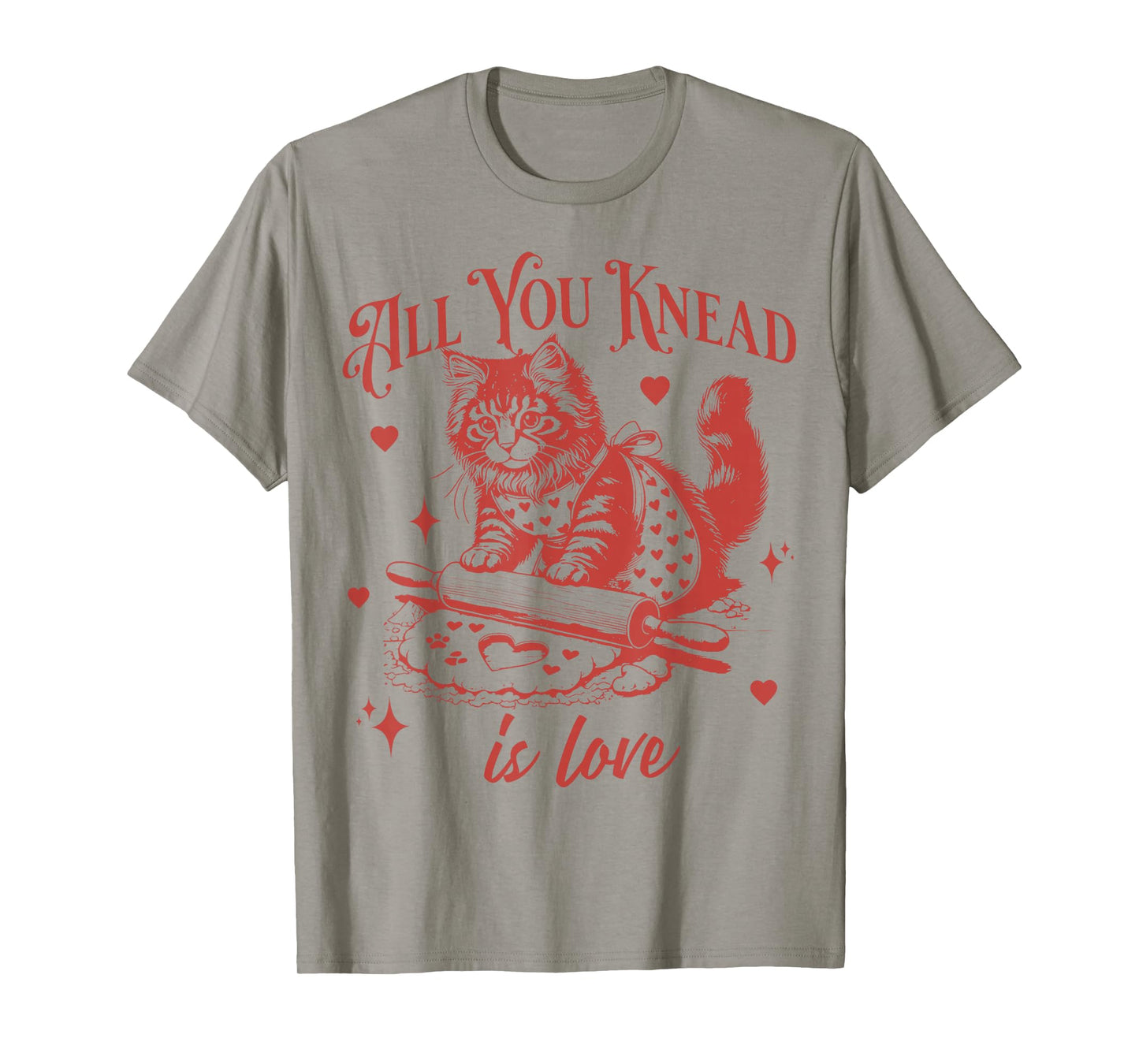 Vintage Cat Biscuits Kneading Dough Valentine's Day T-Shirt