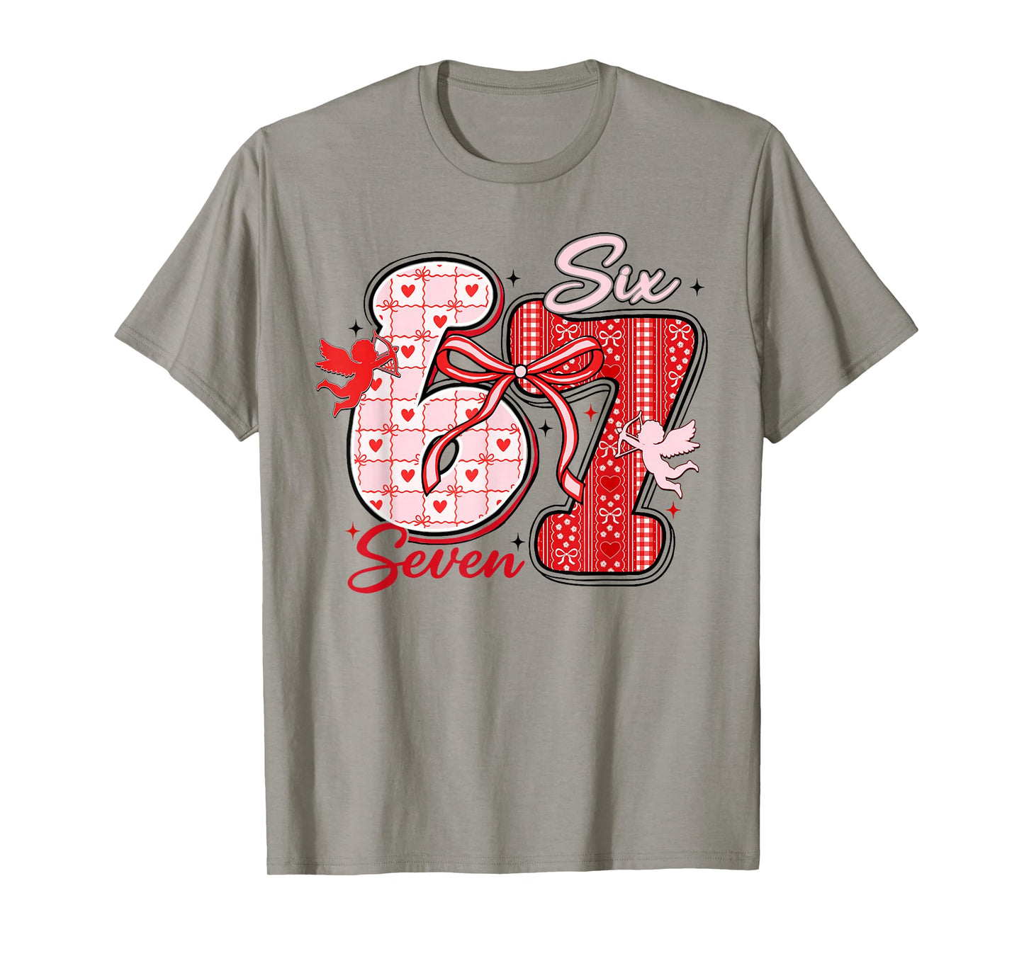Six Seven Meme 67 Coquette Bow Valentines Women Girls Kids T-Shirt