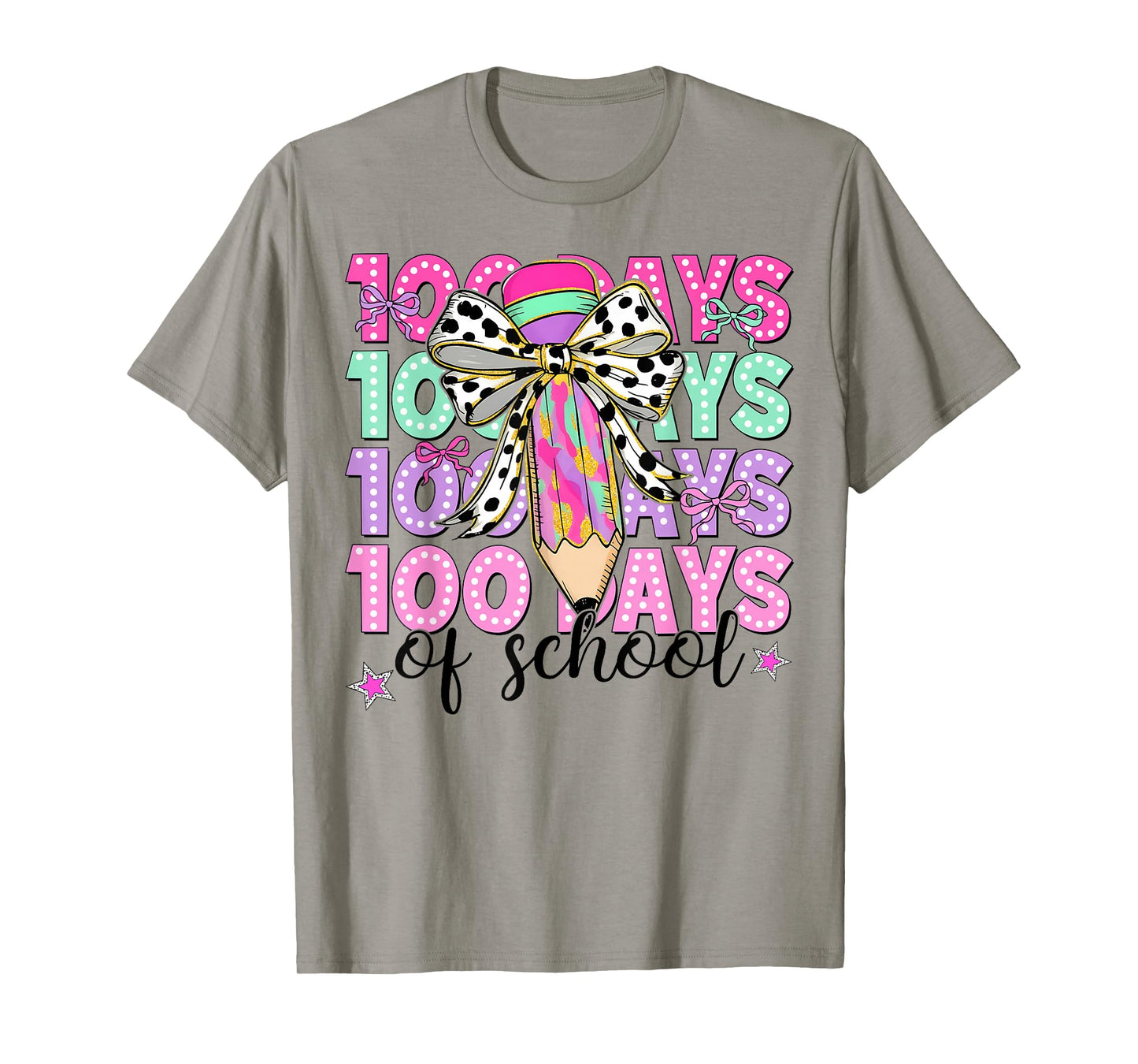 100 Days of School Pencil Coquette Bow Girl Kid Teacher T-Shirt