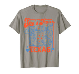 She's from Texas, Cowgirl Boots Flowers Bow Retro Western T-Shirt
