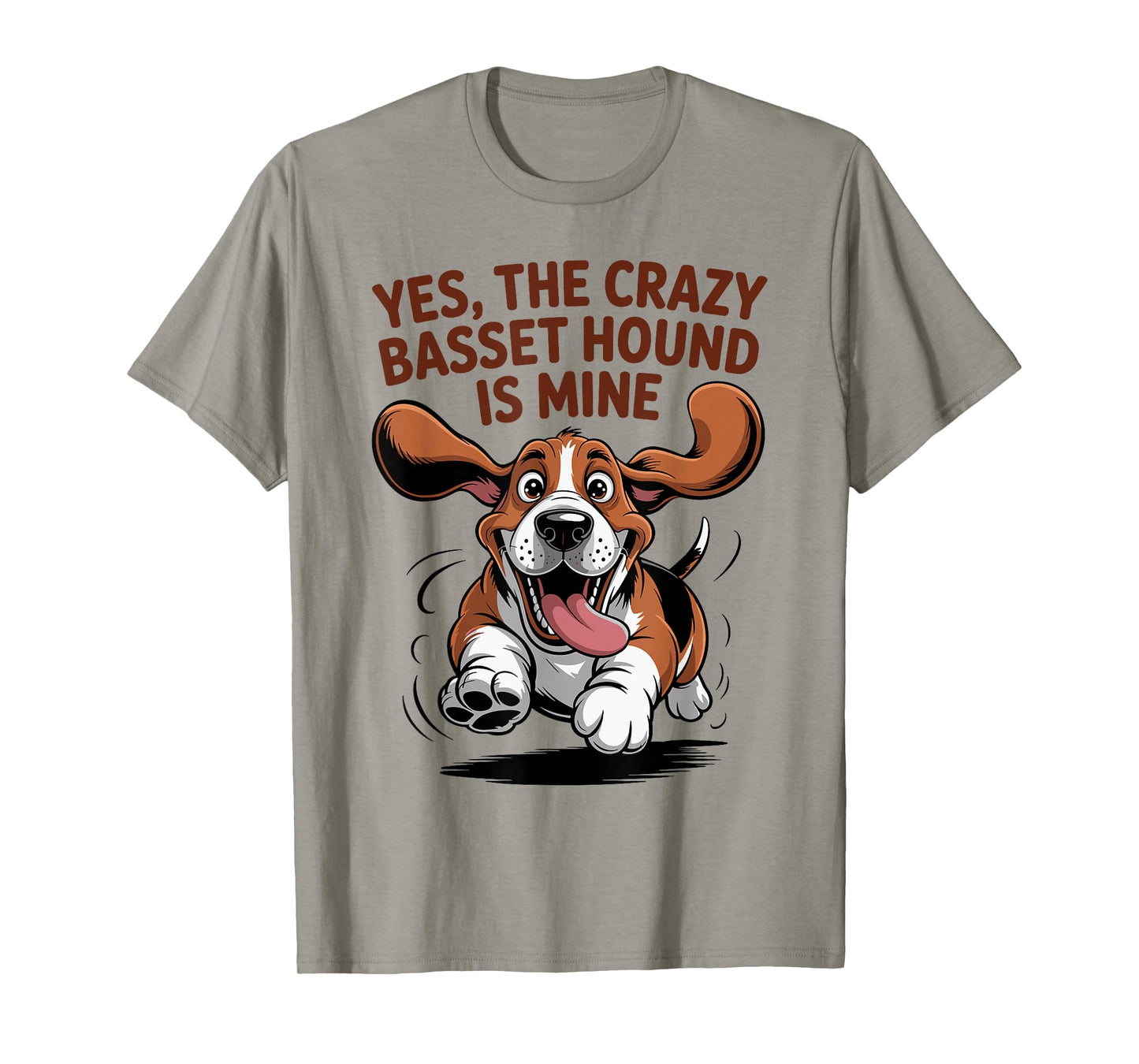 Crazy Cartoon Pet Dog Breed Mom Dad Pup Funny Basset Hound T-Shirt