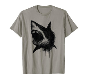 Shark Ink Art Grunge Aesthetic Ocean Predator Arty Portrait T-Shirt