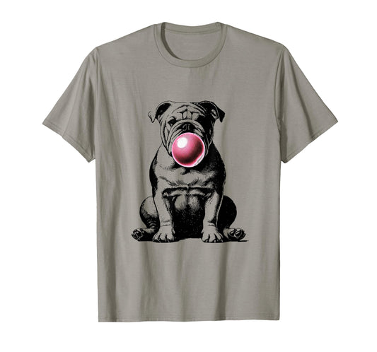 English Bulldog Bubble Gum Vintage Funny Dog Mom Pet Dad T-Shirt