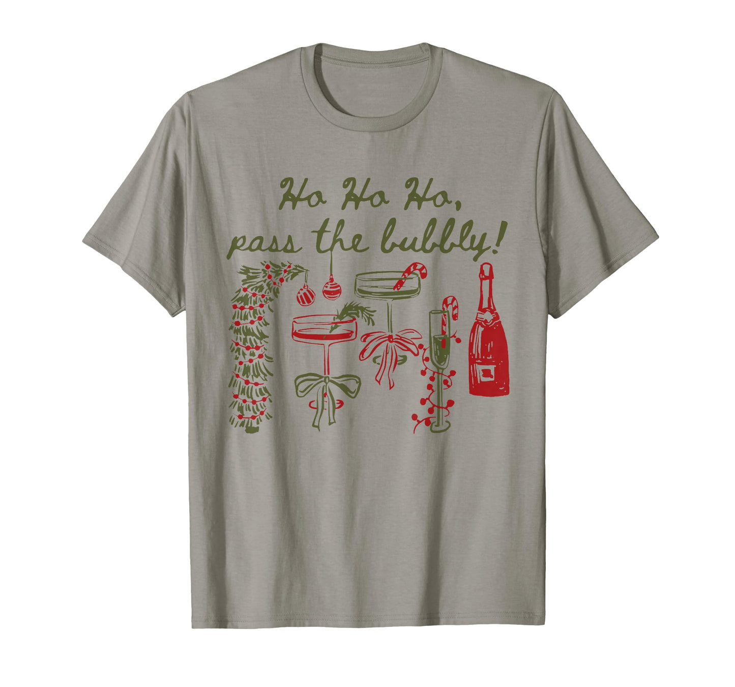 Ho Ho Ho Pass The Bubbly Christmas Drinking Xmas Champagne T-Shirt