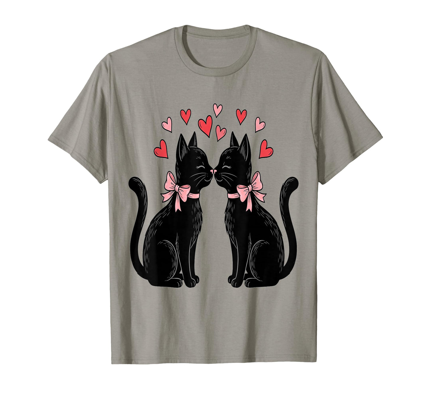 Cute Cat Valentines with Hearts Meow Cats Valentine T-Shirt