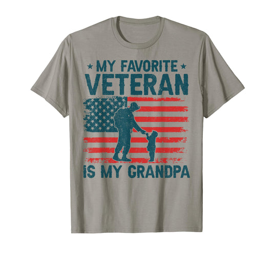 My Favorite Veteran is My Grandpa Veterans Day Military Papa T-Shirt