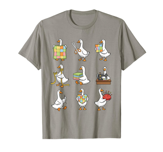 Quilting Lover Quilter Sewing Machine Patchwork Silly Goose T-Shirt