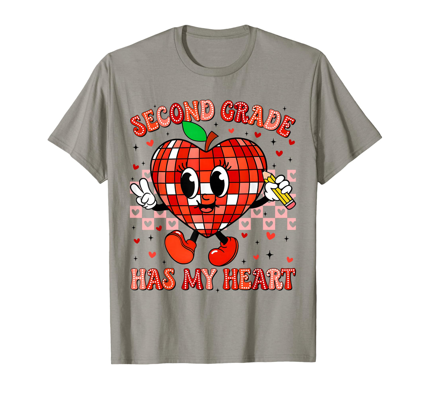 Second Grade Has My Heart Peace Sign Outfit Teacher Men Wome T-Shirt