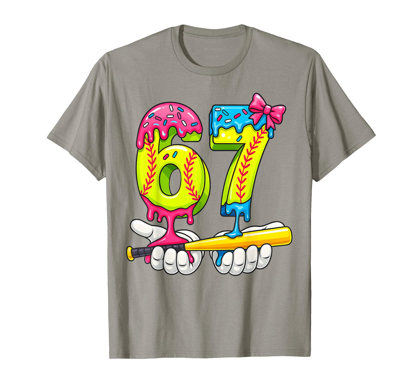 Softball 67 Ice Cream Drip Six Seven Boys Funny Meme T-Shirt