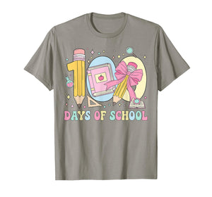 100 Days of School Girls Coquette Bow 100th Day of School T-Shirt