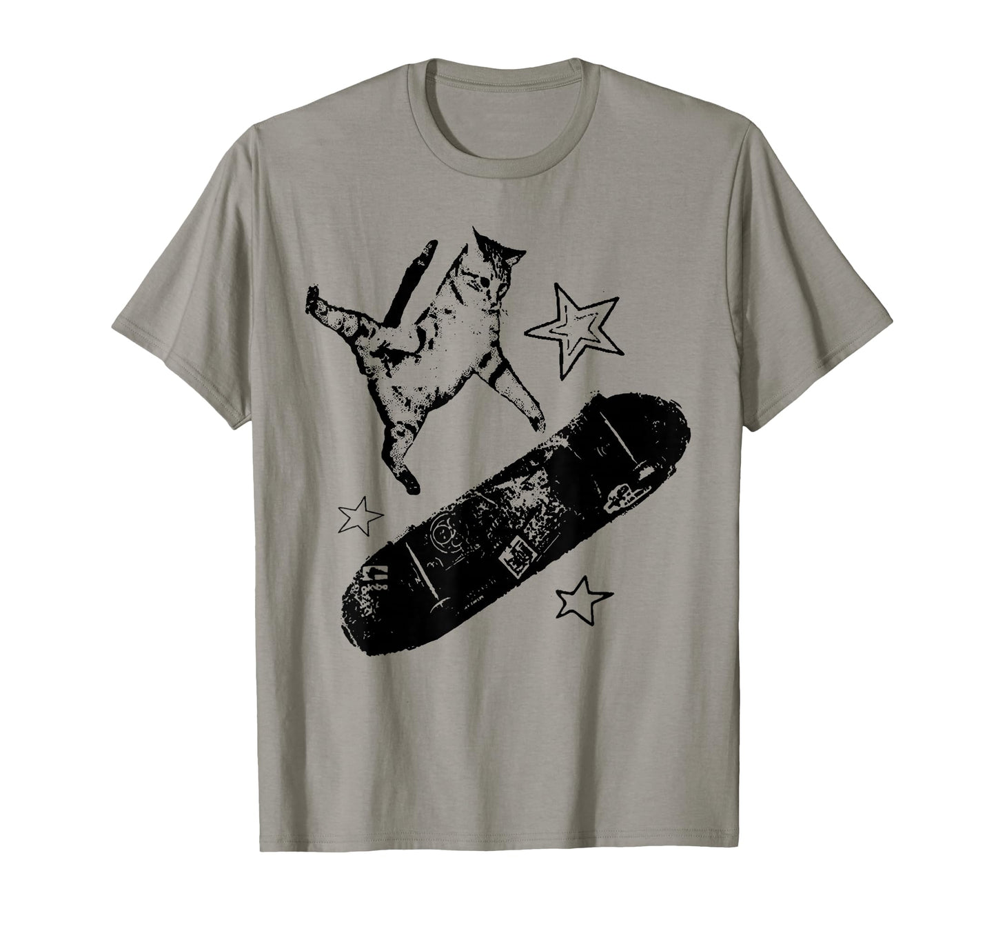 Vintage Skateboard Cat Y2K Funny Silly Kitten Men Women T-Shirt