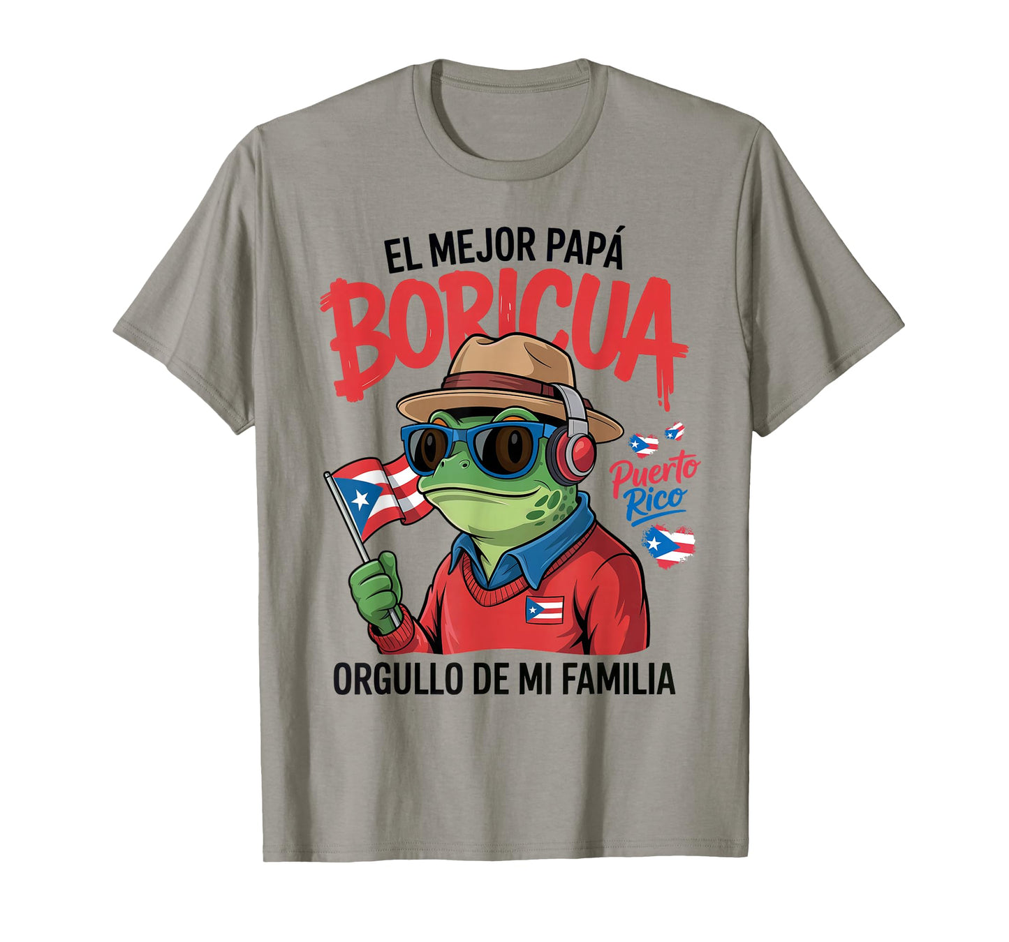 Puerto Rican Dad Idea for Men & Papá Boricua Coqui Frog T-Shirt